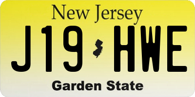 NJ license plate J19HWE