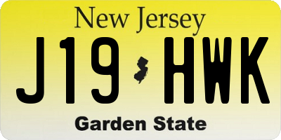 NJ license plate J19HWK