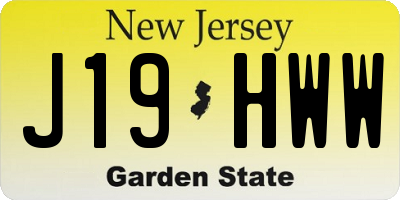 NJ license plate J19HWW