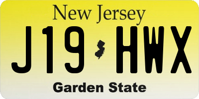 NJ license plate J19HWX