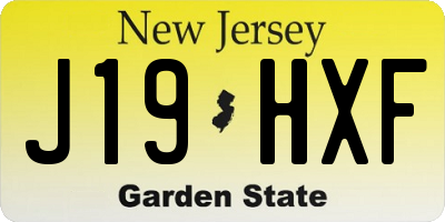 NJ license plate J19HXF
