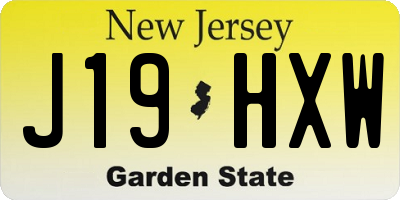 NJ license plate J19HXW