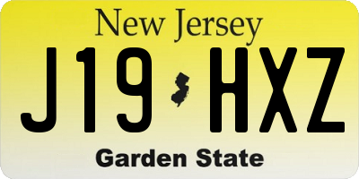 NJ license plate J19HXZ