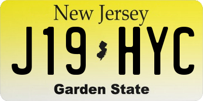 NJ license plate J19HYC