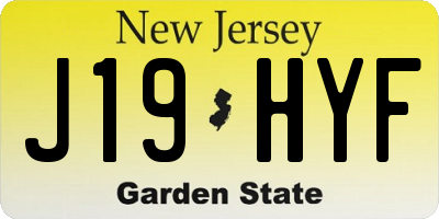 NJ license plate J19HYF