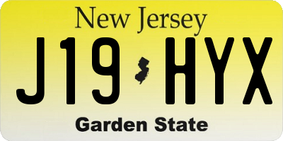 NJ license plate J19HYX