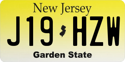 NJ license plate J19HZW