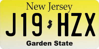 NJ license plate J19HZX