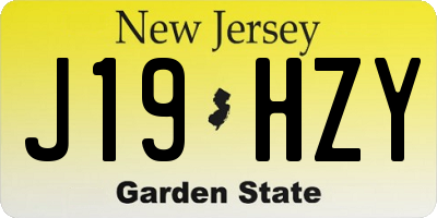 NJ license plate J19HZY