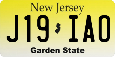 NJ license plate J19IAO
