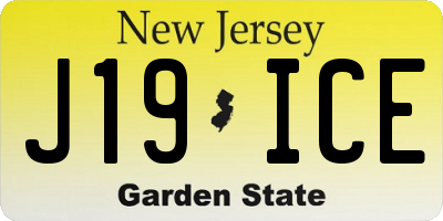 NJ license plate J19ICE