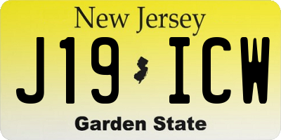 NJ license plate J19ICW