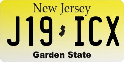 NJ license plate J19ICX