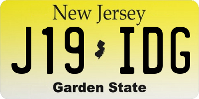 NJ license plate J19IDG
