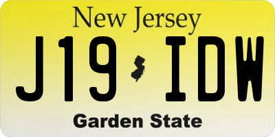 NJ license plate J19IDW