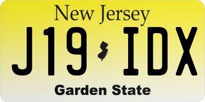 NJ license plate J19IDX