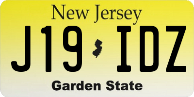 NJ license plate J19IDZ