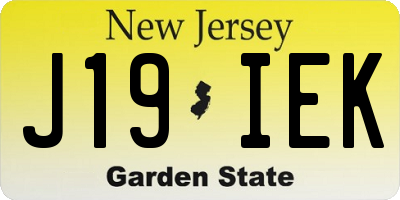 NJ license plate J19IEK
