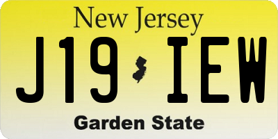 NJ license plate J19IEW