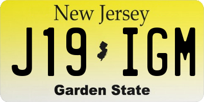 NJ license plate J19IGM
