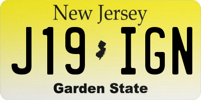 NJ license plate J19IGN