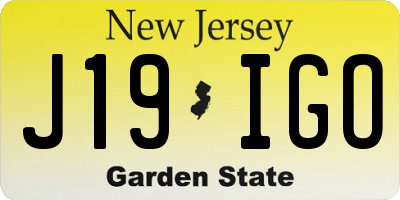 NJ license plate J19IGO