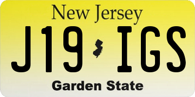 NJ license plate J19IGS