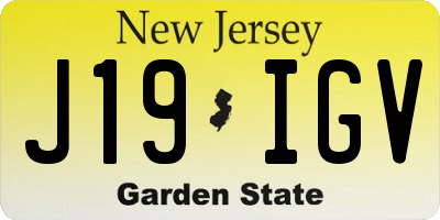 NJ license plate J19IGV