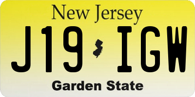 NJ license plate J19IGW