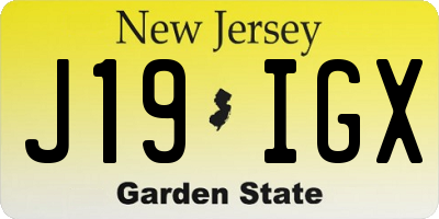 NJ license plate J19IGX