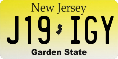 NJ license plate J19IGY