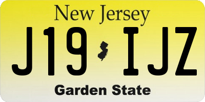 NJ license plate J19IJZ