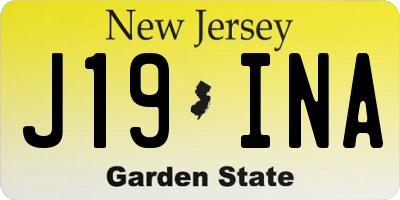 NJ license plate J19INA