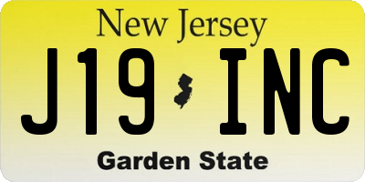 NJ license plate J19INC
