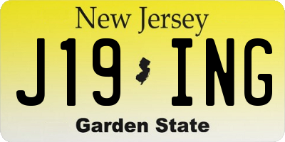NJ license plate J19ING