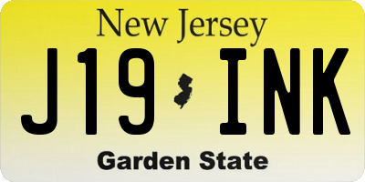 NJ license plate J19INK