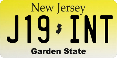 NJ license plate J19INT