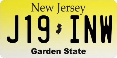 NJ license plate J19INW
