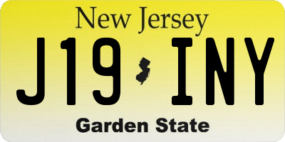 NJ license plate J19INY