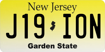 NJ license plate J19ION