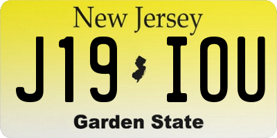 NJ license plate J19IOU