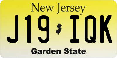 NJ license plate J19IQK