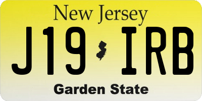 NJ license plate J19IRB