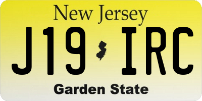 NJ license plate J19IRC