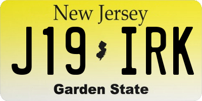 NJ license plate J19IRK