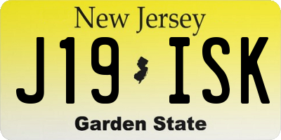 NJ license plate J19ISK