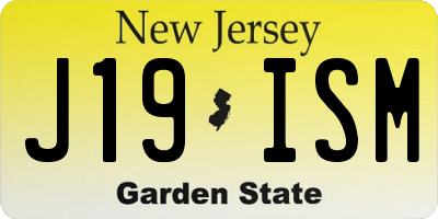 NJ license plate J19ISM