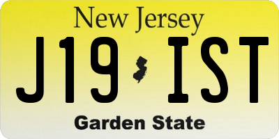 NJ license plate J19IST