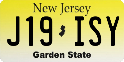 NJ license plate J19ISY