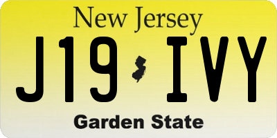 NJ license plate J19IVY